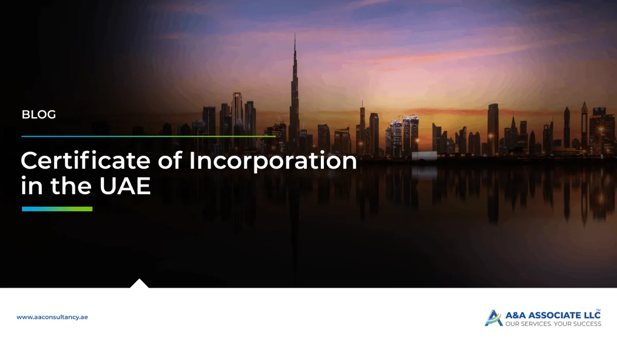 Dubai skyline at sunset with Burj Khalifa – UAE Certificate of Incorporation process guide | A&A Associate